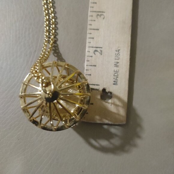 Kate Spade Gold Tone Birdcage Pendant Necklace Chain 32 Inch Drop Length - Picture 5 of 10